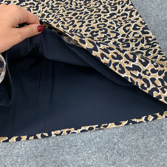 Talbots Cheetah Mini Skirt Womens 8P Petite Side Zip Inner Lined Cotton Stretch - Picture 7 of 12